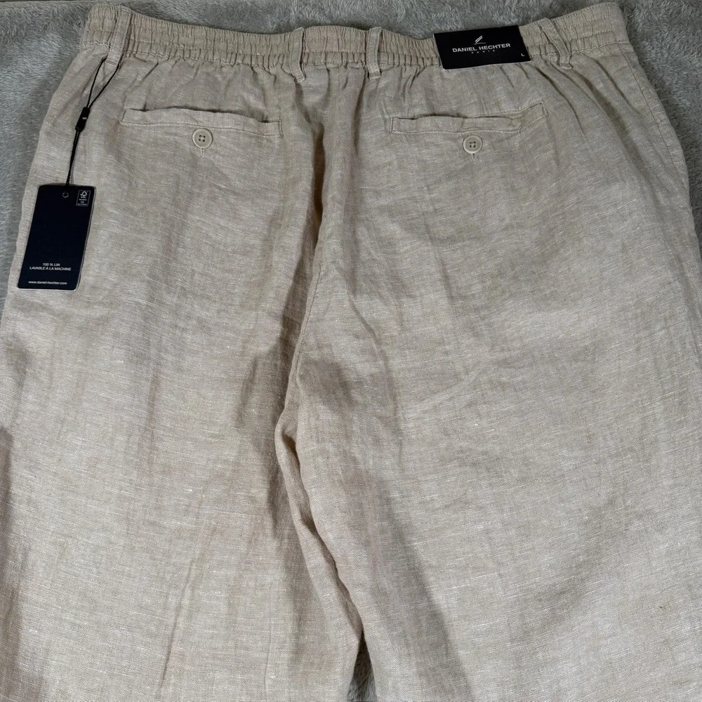 Daniel Hechter Linen Pants Mens Large Beige‎ Lightweight Vacation Summer NWT